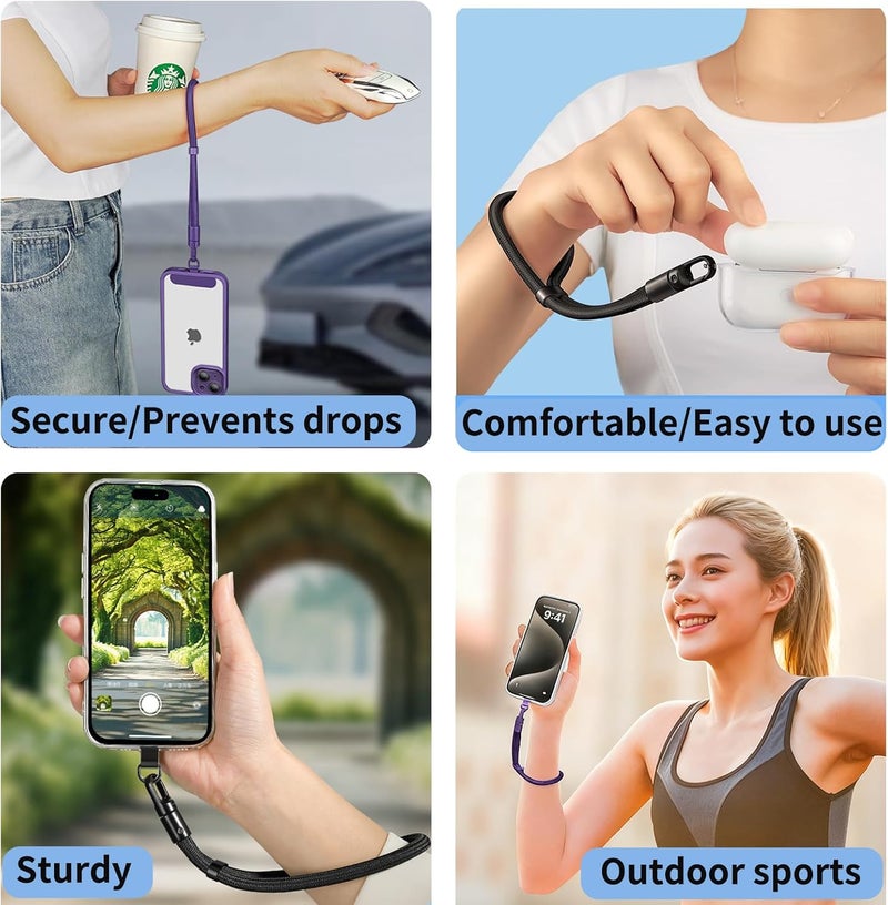 XCHKRM Anti Theft Phone Wrist Strap With 2 Metal Tether Tabs，Adjustable Wristlet & Hand Cell Phone Lanyard for Women and Men - Image 3